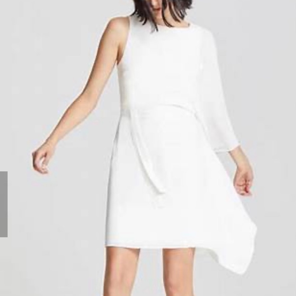 Halston flowy arm dress in Chalk